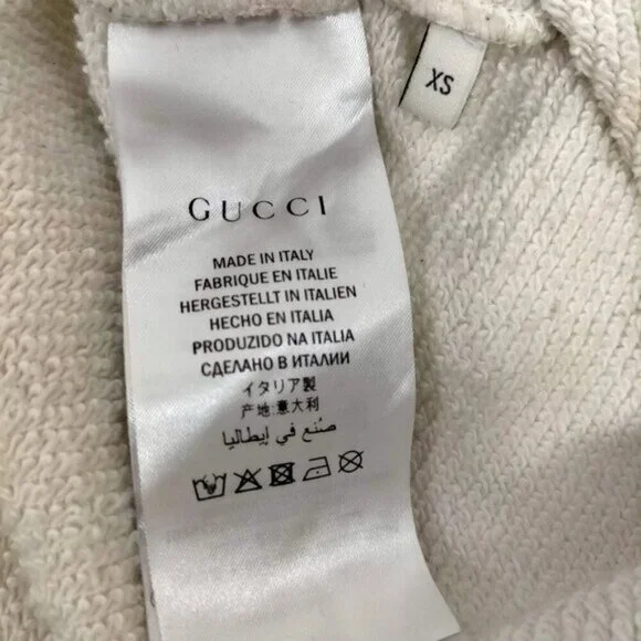 Authentic Gucci Floral Logo GG Web Stripe Cream Hoodie Sweatshirt LuxuryDesigner - Picture 8 of 8